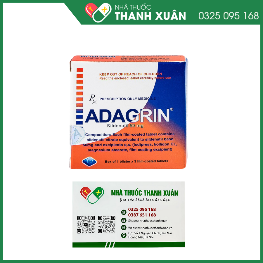 Adagrin 50mg trị rối loạn cương dương